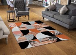 Benjamin Tate Design Geometric Circles In Autumn Colours Rug in Natural - Size: Large - thumbnail 2