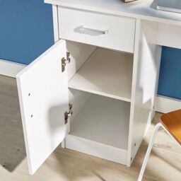 Home Source Tyler Desk 1 Drawer 1 Door Compact Computer Workstation Home Office in White - thumbnail 6