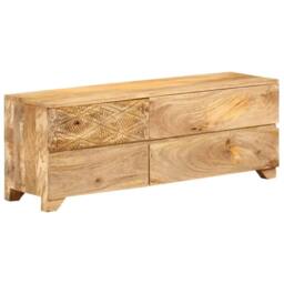 Berkfield Home TV Cabinet Solid Mango Wood 110x30x40 cm in Brown - Size: 110 x 30 x 40 cm - thumbnail 1