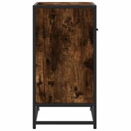 Berkfield Home Bedside Cabinet Smoked Oak 60x31x60 cm Engineered Wood & Metal in Brown - Size: 60 x 31 x 60 cm - thumbnail 6