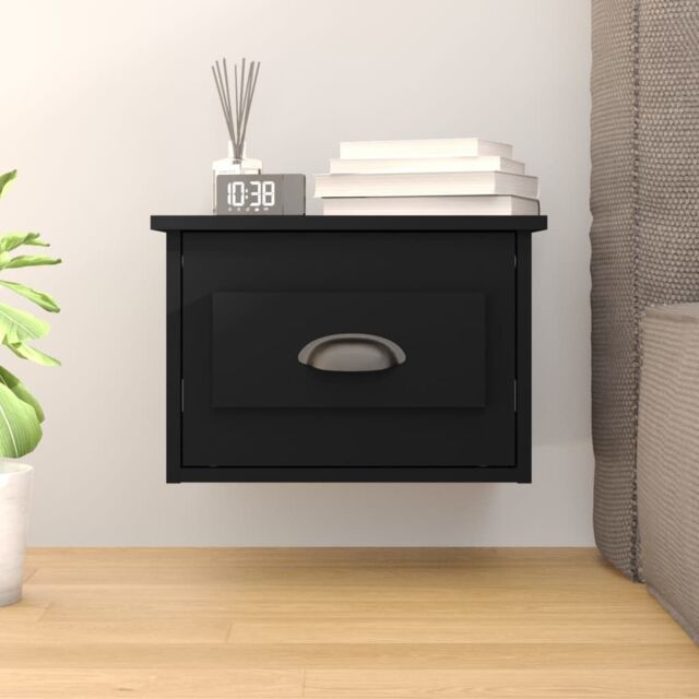 Berkfield Home Wall-mounted Bedside Cabinet Black 41.5x36x28cm - Size: 41.5x36x28 cm - image 1