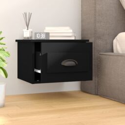 Berkfield Home Wall-mounted Bedside Cabinet Black 41.5x36x28cm - Size: 41.5x36x28 cm - thumbnail 3