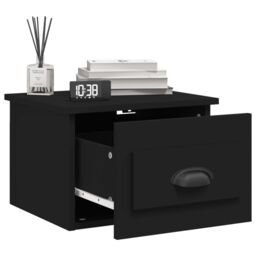 Berkfield Home Wall-mounted Bedside Cabinet Black 41.5x36x28cm - Size: 41.5x36x28 cm - thumbnail 4
