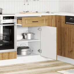 Berkfield Home Kitchen Base Cabinet¬†Porto Artisan Oak Engineered Wood in Brown - thumbnail 3