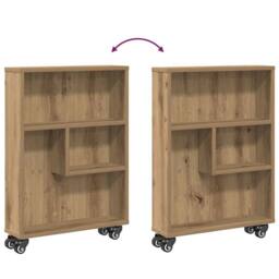Berkfield Home Narrow Storage Trolley Artisian Oak 48x13x68 cm Engineered Wood in Brown - Size: 48 x 13 x 68 cm - thumbnail 7