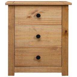 Berkfield Home Bedside Cabinet 46x40x57 cm Pinewood Panama Range in Brown - Size: 46 x 40 x 57 cm - thumbnail 3