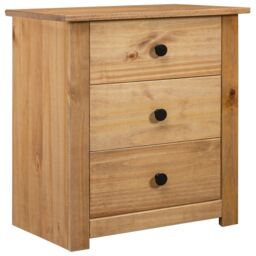Berkfield Home Bedside Cabinet 46x40x57 cm Pinewood Panama Range in Brown - Size: 46 x 40 x 57 cm - thumbnail 1