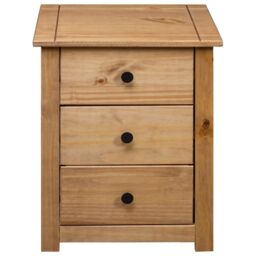 Berkfield Home Bedside Cabinet 46x40x57 cm Pinewood Panama Range in Brown - Size: 46 x 40 x 57 cm - thumbnail 5