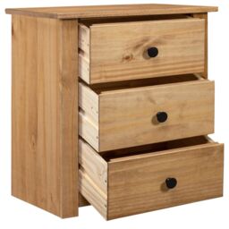 Berkfield Home Bedside Cabinet 46x40x57 cm Pinewood Panama Range in Brown - Size: 46 x 40 x 57 cm - thumbnail 2