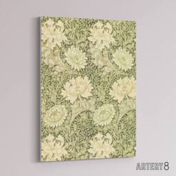 "Artery8 Chrysanthemum Flower Pattern Canvas Wall Art Print William Morris in Green - Size: W24"" x H32""" - thumbnail 2