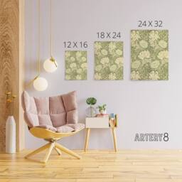 "Artery8 Chrysanthemum Flower Pattern Canvas Wall Art Print William Morris in Green - Size: W24"" x H32""" - thumbnail 4