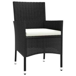 Berkfield Home Beautiful 3 Piece Garden Bistro Set with Cushions Black Poly Rattan - thumbnail 5