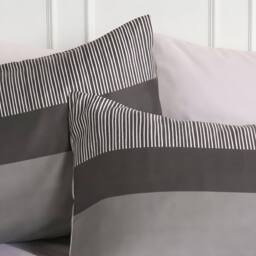 OHS Multi Stripe Bedding Set Microfibre Duvet Cover with Pillowcase in Grey - Size: King - thumbnail 3