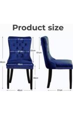 Neo Set of Two Studded Velvet Dining Chair with Ring Knocker Detail in Dark Blue - thumbnail 6