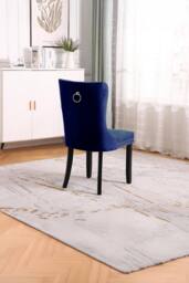 Neo Set of Two Studded Velvet Dining Chair with Ring Knocker Detail in Dark Blue - thumbnail 5