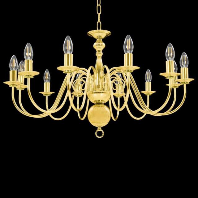 Berkfield Home Elegant Chandelier Golden 12 x E14 Bulbs in Gold - image 1