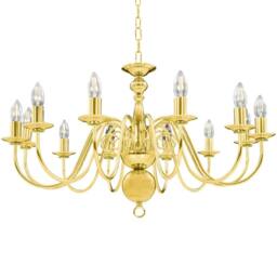 Berkfield Home Elegant Chandelier Golden 12 x E14 Bulbs in Gold - thumbnail 3