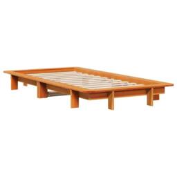Berkfield Home Modern Bed Frame without Mattress Wax Brown 90x200 cm Solid Wood Pine - thumbnail 1