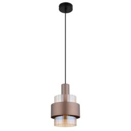 Netlighting Milley Slim Pendant Ceiling Light Matt Black Amber Glass Shade 1x E27 in Brown - thumbnail 2