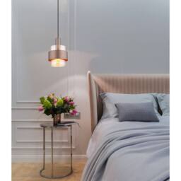 Netlighting Milley Slim Pendant Ceiling Light Matt Black Amber Glass Shade 1x E27 in Brown - thumbnail 5