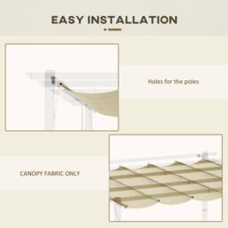Matteo Beige Retractable Pergola Shade Cover Replacement Canopy for 3x3m - thumbnail 6