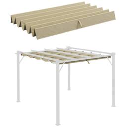 Matteo Beige Retractable Pergola Shade Cover Replacement Canopy for 3x3m