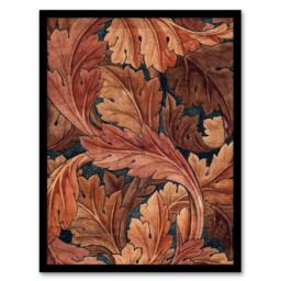 Artery8 Acanthus Leaves Pattern Vintage Framed Wall Art Print William Morris in Brown - Size: A4 - thumbnail 1