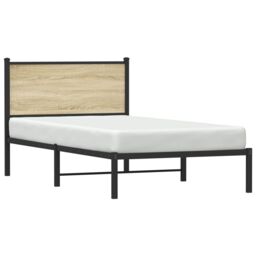 Berkfield Home Metal Bed Frame without Mattress Sonoma Oak 100x200 cm in Brown - thumbnail 4