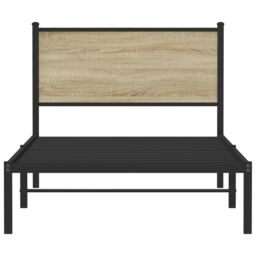 Berkfield Home Metal Bed Frame without Mattress Sonoma Oak 100x200 cm in Brown - thumbnail 5