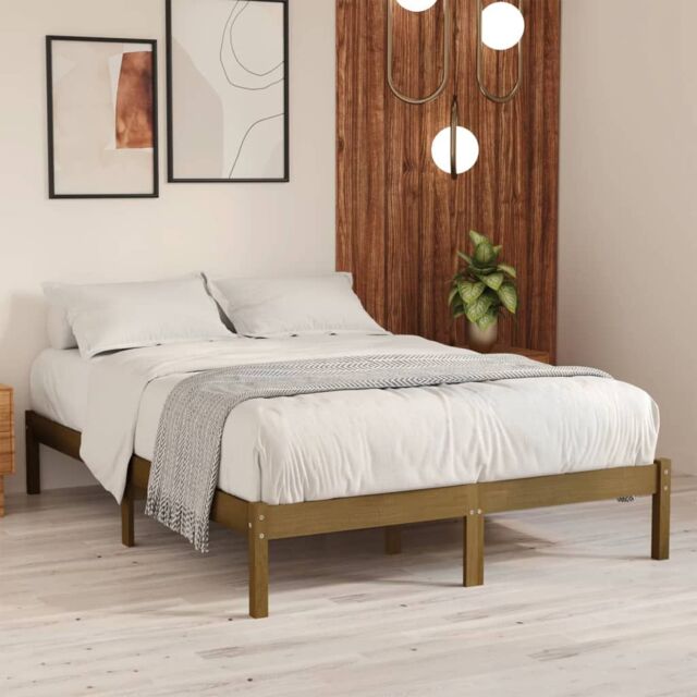 Berkfield Home Bed Frame Honey Brown Solid Wood Pine 200x200 cm - image 1