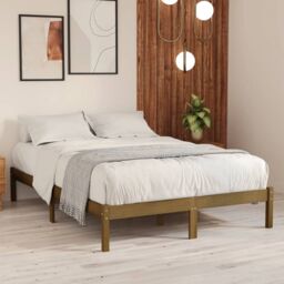 Berkfield Home Bed Frame Honey Brown Solid Wood Pine 200x200 cm - thumbnail 1