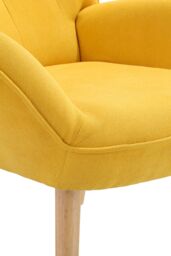 H&O Direct Contemporary Button-Tufted Linen Chair with Sturdy Wooden legs in Bright Yellow - thumbnail 6