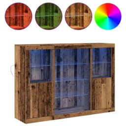 Berkfield Home Sideboard with LED Lights Old Wood 142.5x37x100 cm Engineered Wood in Brown - thumbnail 4
