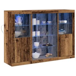 Berkfield Home Sideboard with LED Lights Old Wood 142.5x37x100 cm Engineered Wood in Brown - thumbnail 3