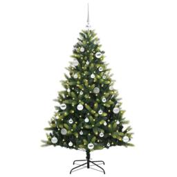 Berkfield Home Realistic Artificial Hinged Christmas Tree 150 LEDs Green 150 cm - thumbnail 1
