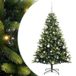 Berkfield Home Realistic Artificial Hinged Christmas Tree 150 LEDs Green 150 cm - thumbnail 3