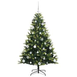 Berkfield Home Realistic Artificial Hinged Christmas Tree 150 LEDs Green 150 cm - thumbnail 4