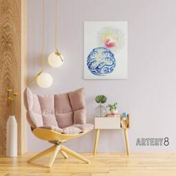 "Artery8 Nature Chrysanthemum Waves Canvas Wall Art Print Shin Bijutsukai in White - Size: W18"" x H24""" - thumbnail 3