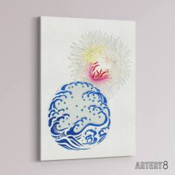 "Artery8 Nature Chrysanthemum Waves Canvas Wall Art Print Shin Bijutsukai in White - Size: W18"" x H24""" - thumbnail 2