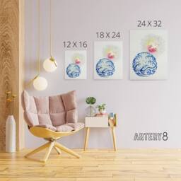 "Artery8 Nature Chrysanthemum Waves Canvas Wall Art Print Shin Bijutsukai in White - Size: W18"" x H24""" - thumbnail 4