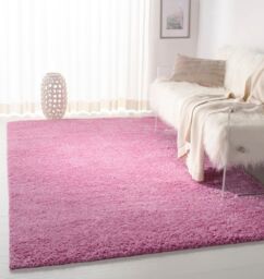 Smart Living Soft Fluffy 5cm Thick Pile Shaggy Area Rugs for Living Room, Bedroom in Dusty Pink - Size: 60 cm x 110 cm