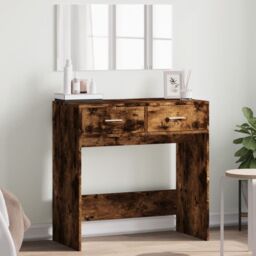 Berkfield Home Dressing Table with Mirror Smoked Oak 80x39x80 cm in Brown - Size: 80 x 39 x 80 cm - thumbnail 1