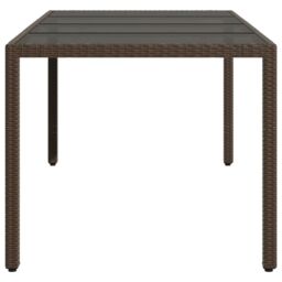 Berkfield Home Garden Table with Glass Top Brown 190x90x75 cm Poly Rattan - Size: 190 x 90 x 75 cm - thumbnail 5