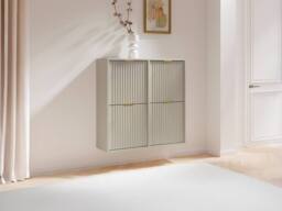 Vente-unique Shoe Cabinet With 4 Drop-Down Compartments - Beige & Gold - FRALYN - thumbnail 3