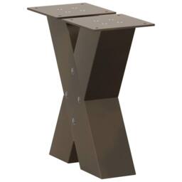 Berkfield Home Modern Coffee Table Legs X-Shaped 2 pcs Natural Steel 40x(30-31) in Brown - thumbnail 4