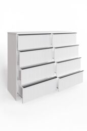 FWStyle Lania Ripple Effect White 8 Drawer Chest Of Drawers (H) 77 (W) 114 (D) 40cm - thumbnail 3