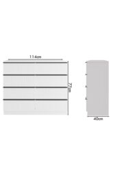 FWStyle Lania Ripple Effect White 8 Drawer Chest Of Drawers (H) 77 (W) 114 (D) 40cm - thumbnail 5