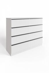 FWStyle Lania Ripple Effect White 8 Drawer Chest Of Drawers (H) 77 (W) 114 (D) 40cm - thumbnail 2