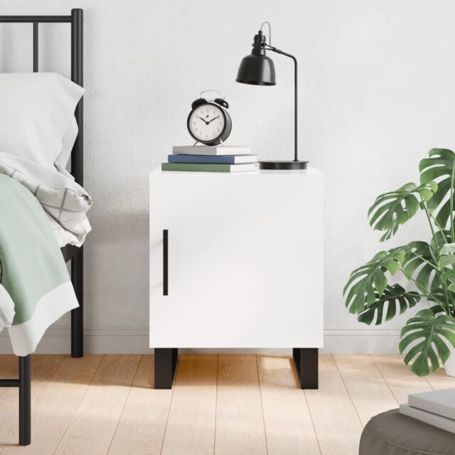 Berkfield Home Bedside Cabinet High Gloss White 40x40x50 cm Engineered Wood - Size: 40 x 40 x 50 cm - image 1