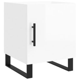 Berkfield Home Bedside Cabinet High Gloss White 40x40x50 cm Engineered Wood - Size: 40 x 40 x 50 cm - thumbnail 2